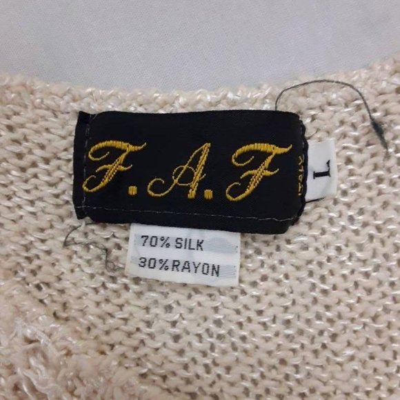 Vintage FAF Womens Sweater Vest Beige Crochet top - Picture 4 of 5
